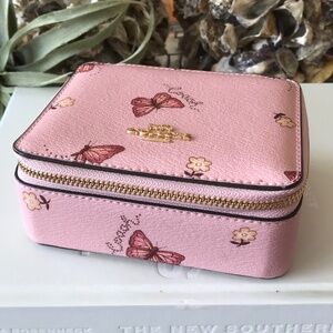 FAIRYCORE COACH SOFT PINK BUTTERFLY BLOSSOM PRINT ZIP AROUND TRAVEL JEWERY
